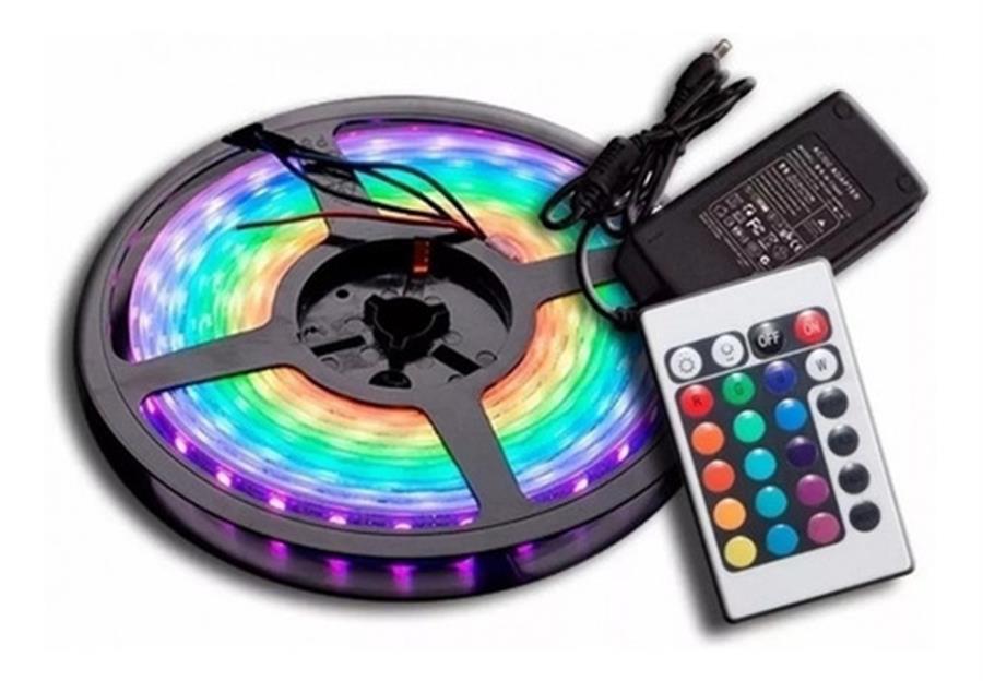 TIRA LED RGB 5050 SETRONIC CON CONTROL Y FUENTE 5 METROS