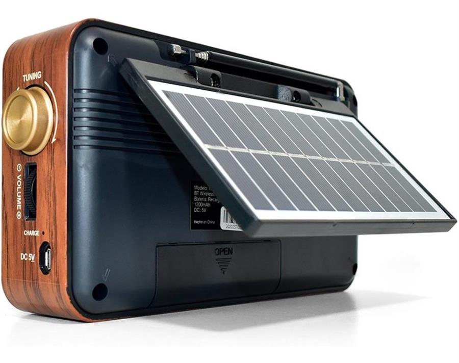 RADIO VINTAGE NS-RV22S CON CARGA SOLAR + POWER BANK - AM-FM-BT-SD