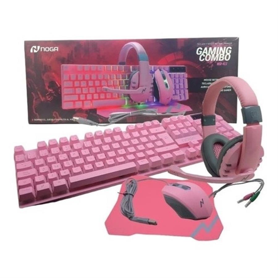 COMBO GAMING TEC + MOU + AURI + PAD NOGA NKB-411 PINK