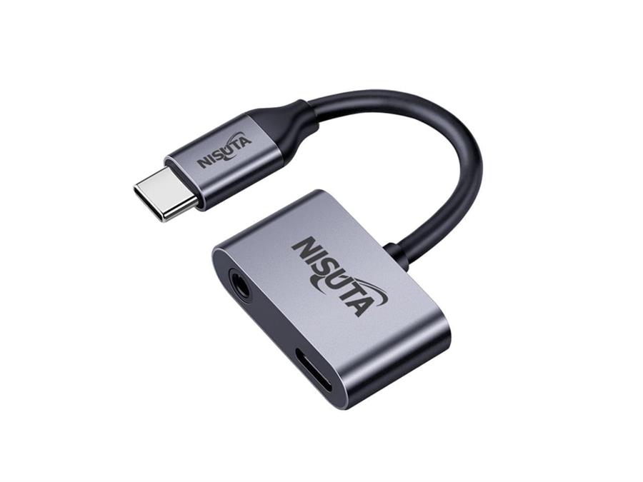 ADAPTADOR USB-C A AUDIO + CARGA PARA CELULAR NISUTA NS-COUSAUC