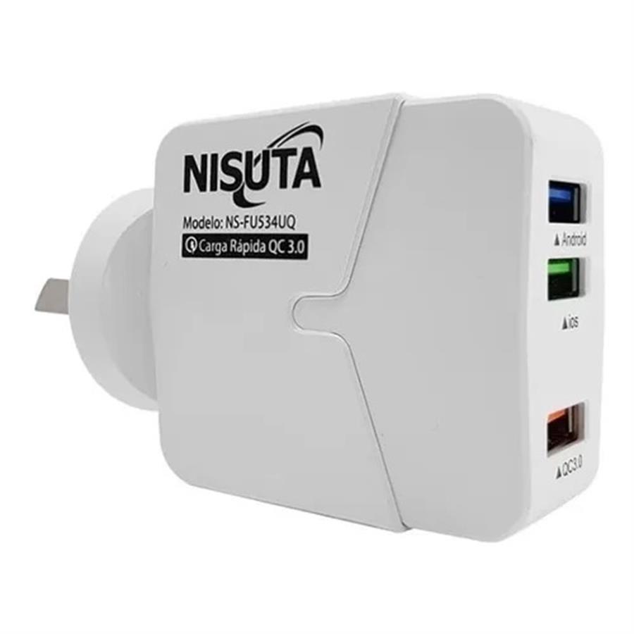CARGADOR CEL 3 PUERTOS 3.6A.H QC3 TURBO NISUTA NSFU534UQ