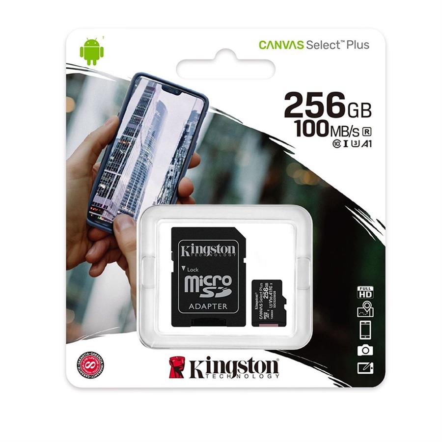 MICRO SD 256GB C10 KINGSTON CANVAS SELECT PLUS 100MBPS