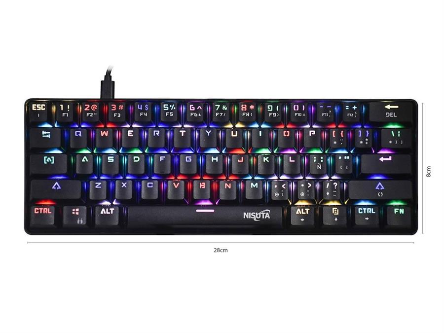 TECLADO MECANICO RGB REAL DE 61 TECLAS NS-KBGZ61W BLANCO