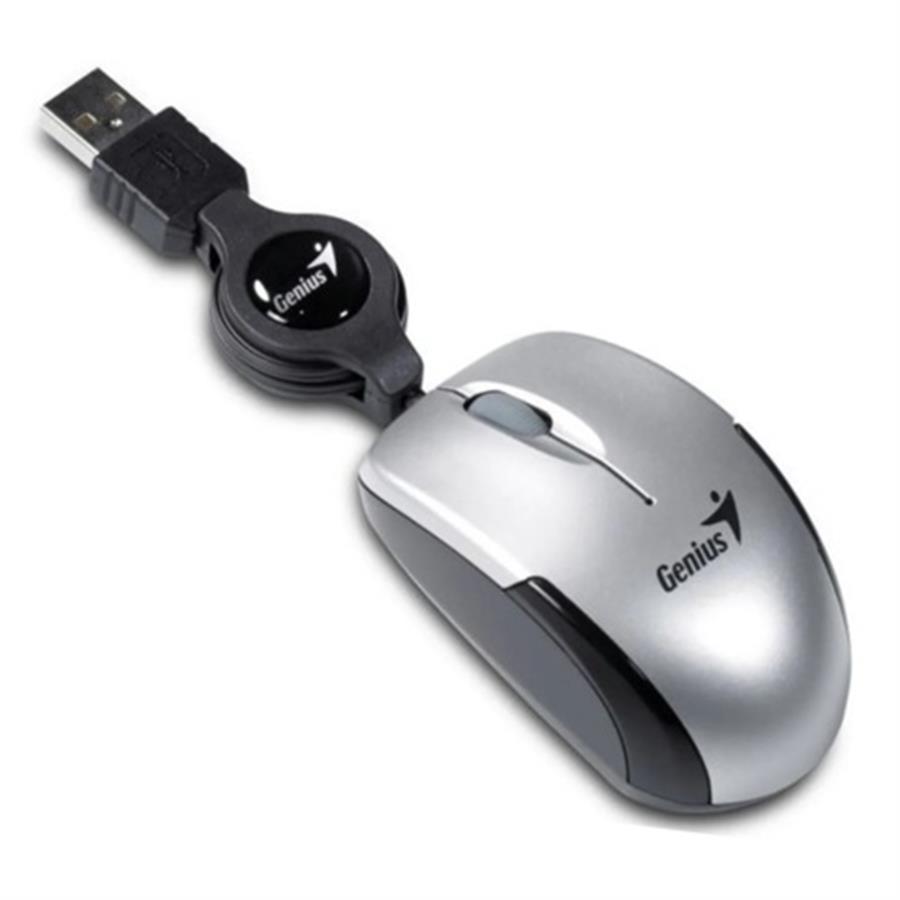 MOUSE GENIUS MICRO TRAVELER RETRACTIL PLATA