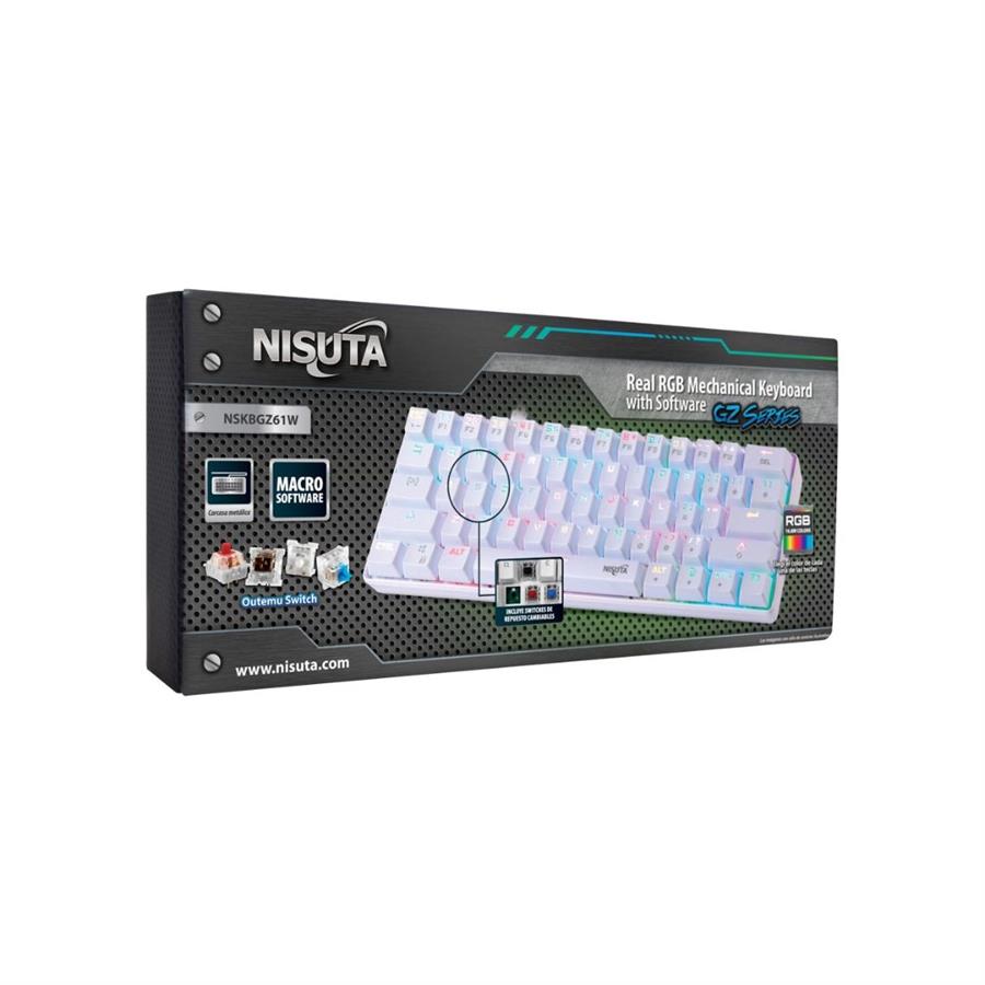 TECLADO MECANICO RGB REAL DE 61 TECLAS  NS-KBGZ61W