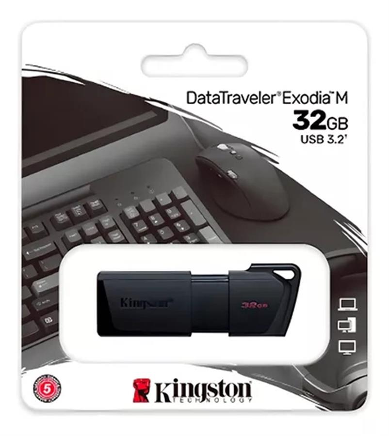 PEN DRIVE 32GB KINGSTON DATA TRAVELER EXODIA M 3.2 NEGRO RETRACTIL