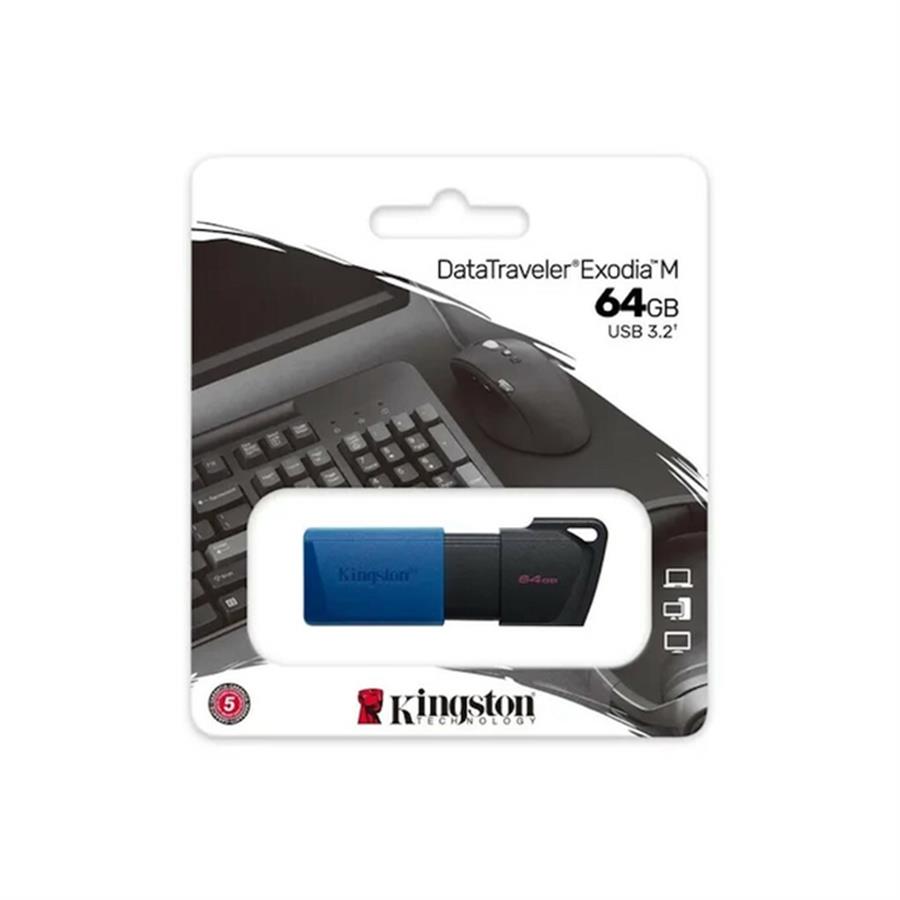 PEN DRIVE 64GB KINGSTON DATA TRAVELER EXODIA M 3.2 NEGRO RETRACTIL