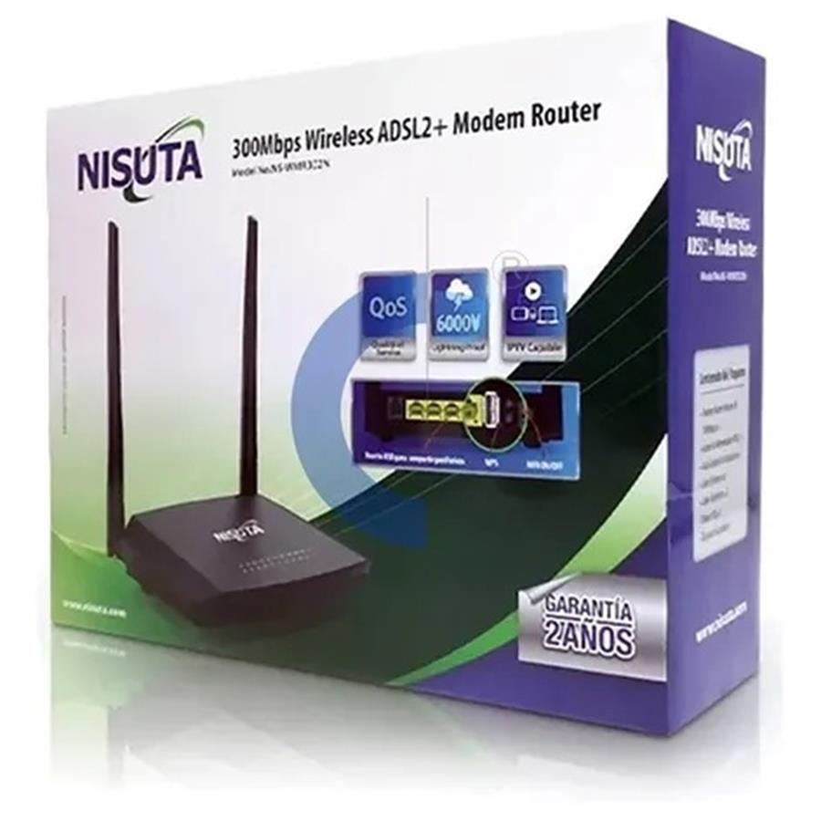 MODEM ROUTER ADSL2+ NISUTA NS-WMR302N 300MBPS