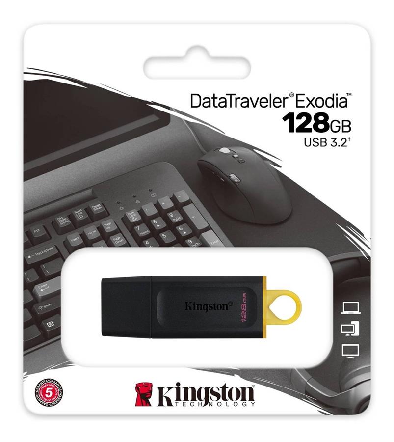 PEN DRIVE 128GB KINGSTON DATA TRAVELER EXODIA 3.2 NEGRO