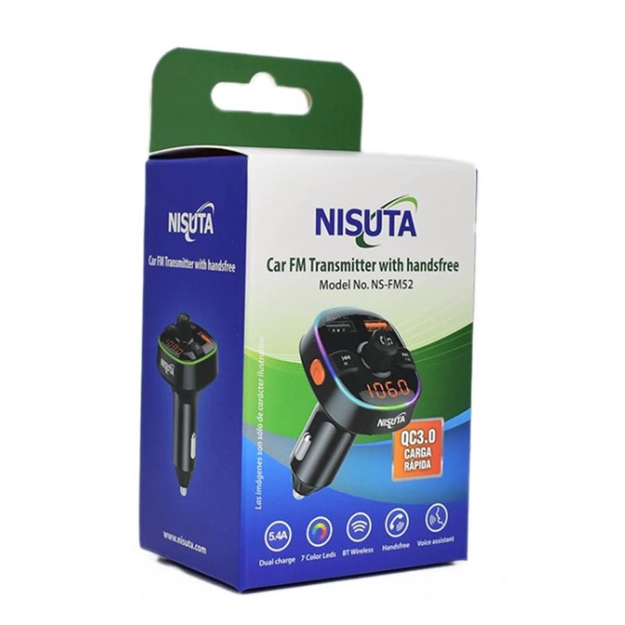 MODULADOR DE FM CON CARGA QC3 5.4AH NISUTA NSFM52