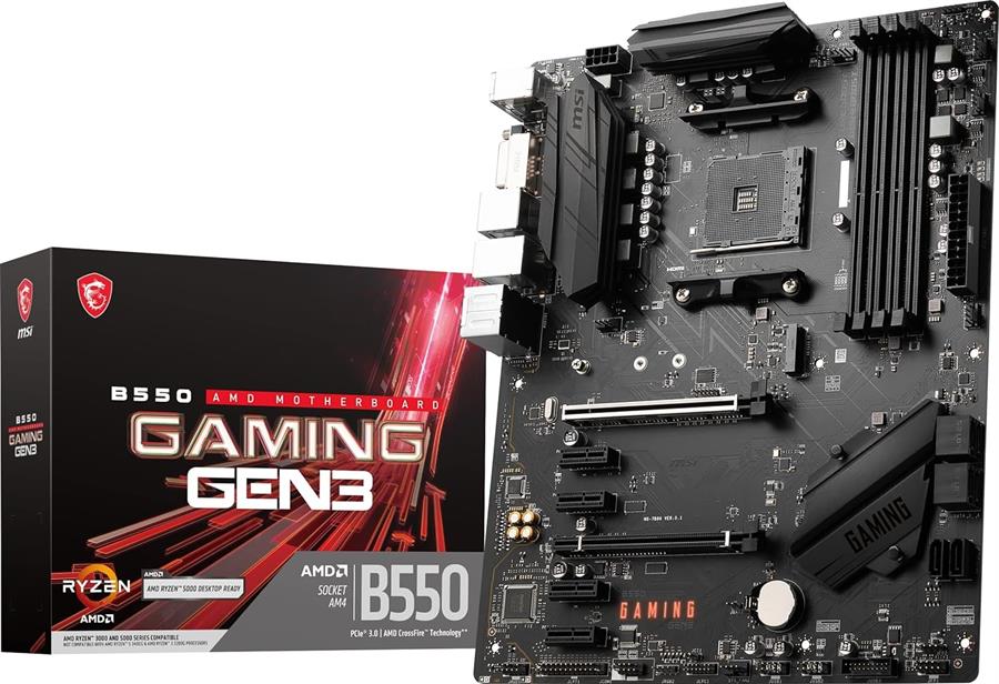 MOTHERBOARD MSI B550 - GAMING - 3GEN - PCIE 3.0 - AM4 -  (SERIE 3000/4000/5000) - COMPATIBLE CON AMD RYZEN 5 3400G Y AMD RYZEN 3 3200G