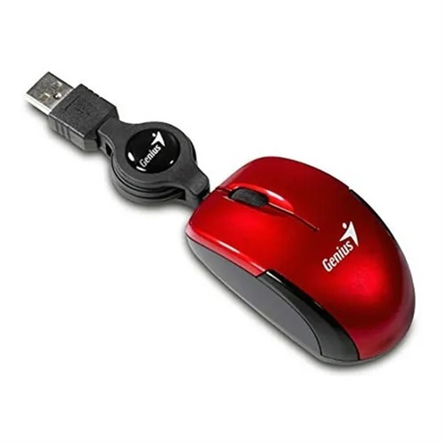 MOUSE GENIUS MICRO TRAVELER RETRACTIL ROJO