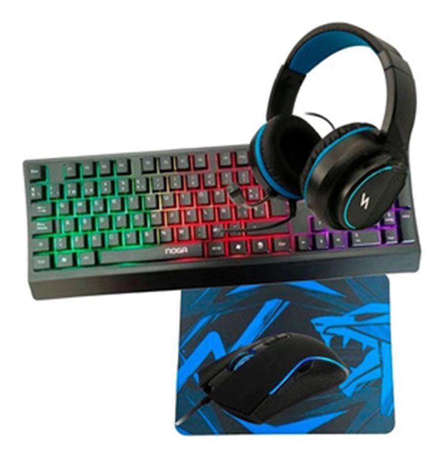 COMBO GAMING TEC+MOU+AURI+PAD NOGA NKB-405 NEGRO-AZUL